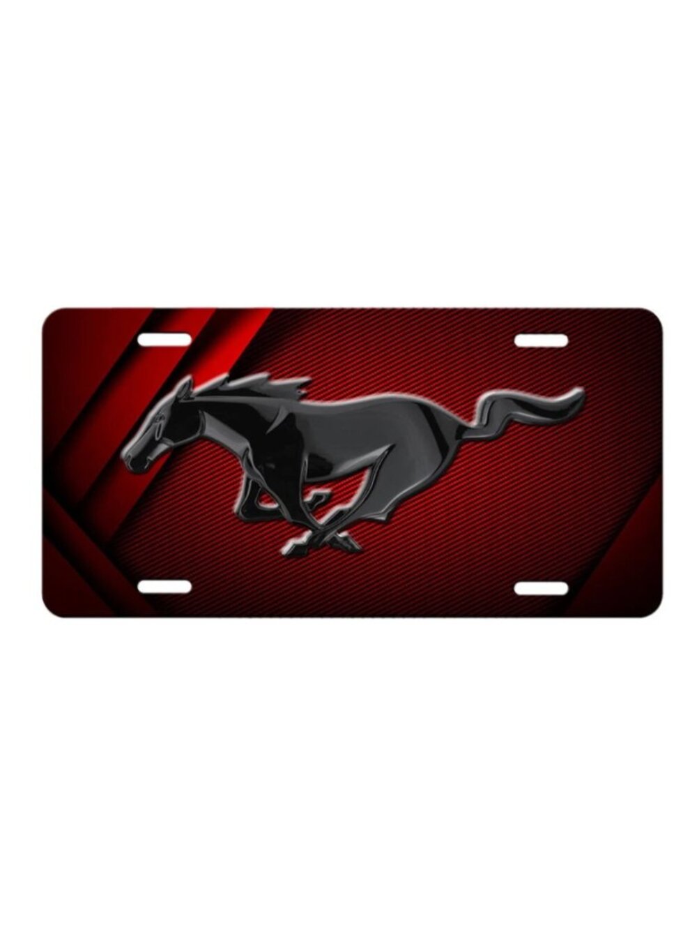 MUSTANG Inspired art on Simulated Carbon Fiber Aluminum License Plate Red